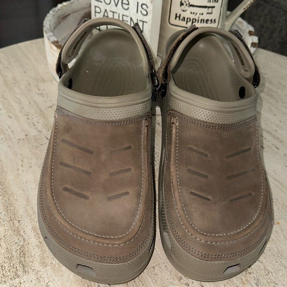 CROCS Yukon Vista Clog Sz 15 Men’s flexible faux leather Velcro strap Tan Brown - Picture 2 of 16